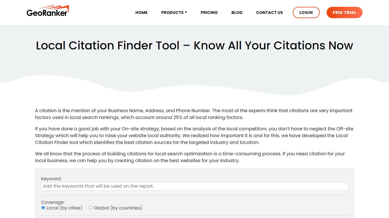 Local Citation Finder Tool - Know All Your Citations Now - GeoRanker